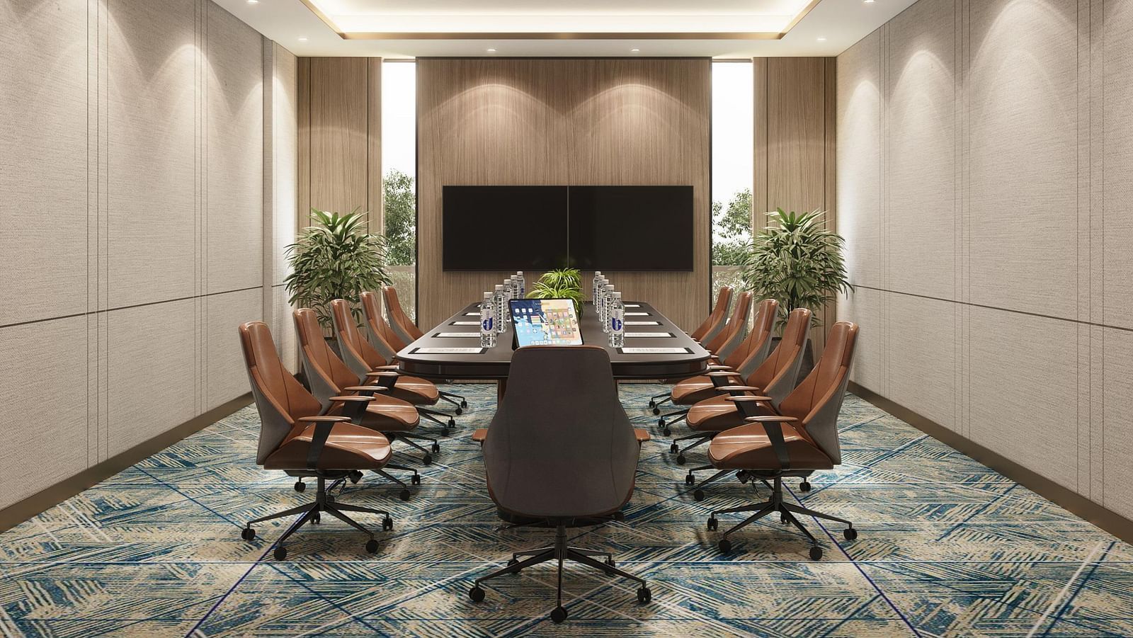 Image of a boardroom with a table and chairs around it at Ramada Encore by Wyndham Gurugram Dwarka Expressway